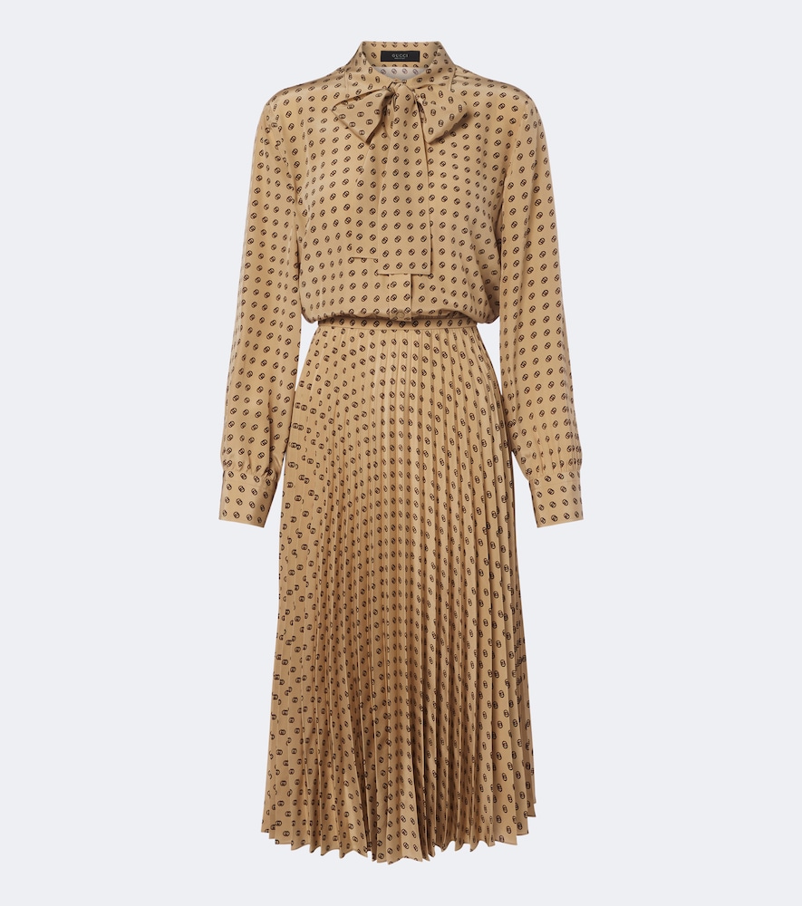 Abito midi in seta Interlocking G
