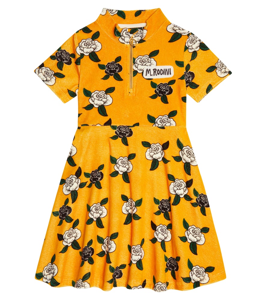 Mini Rodini Printed velvet cotton dress