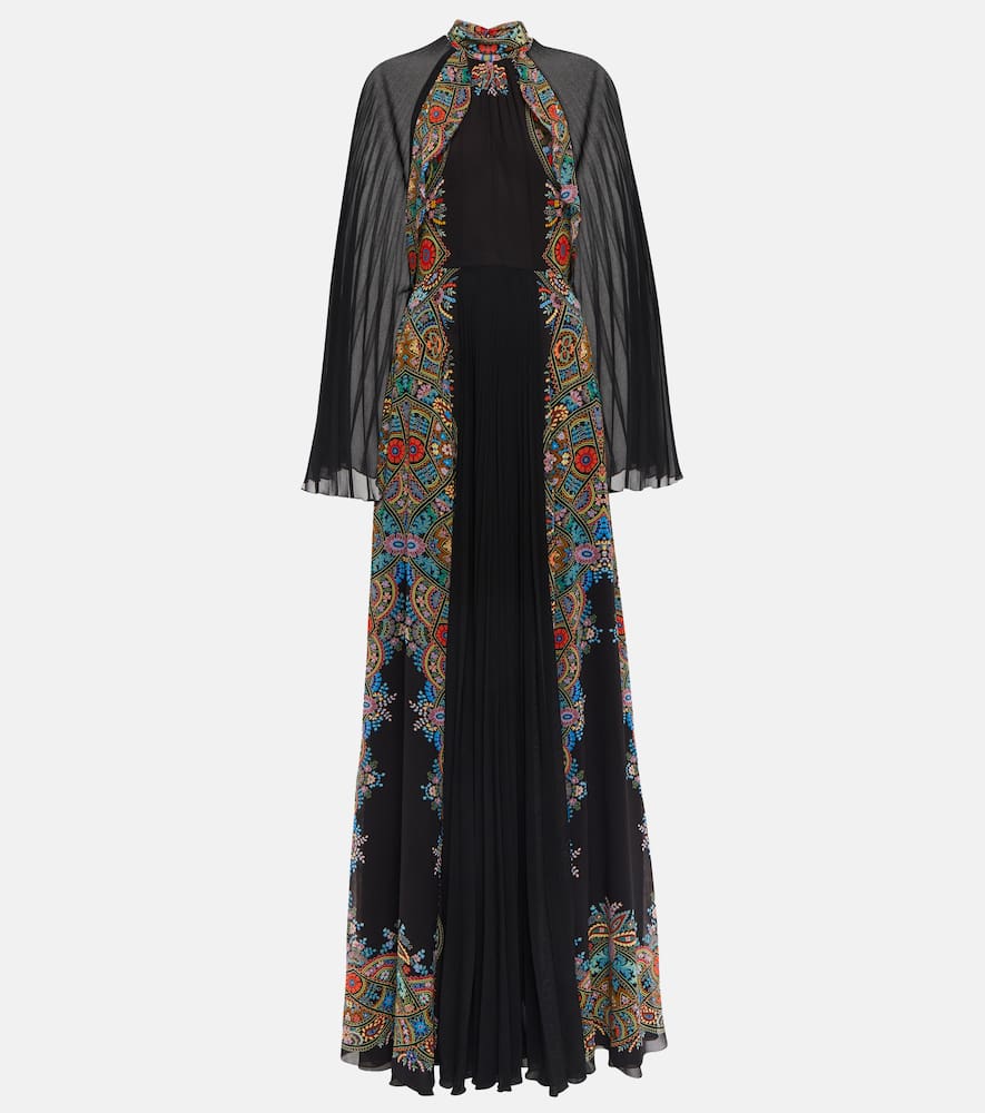 Etro Floral pleated georgette gown