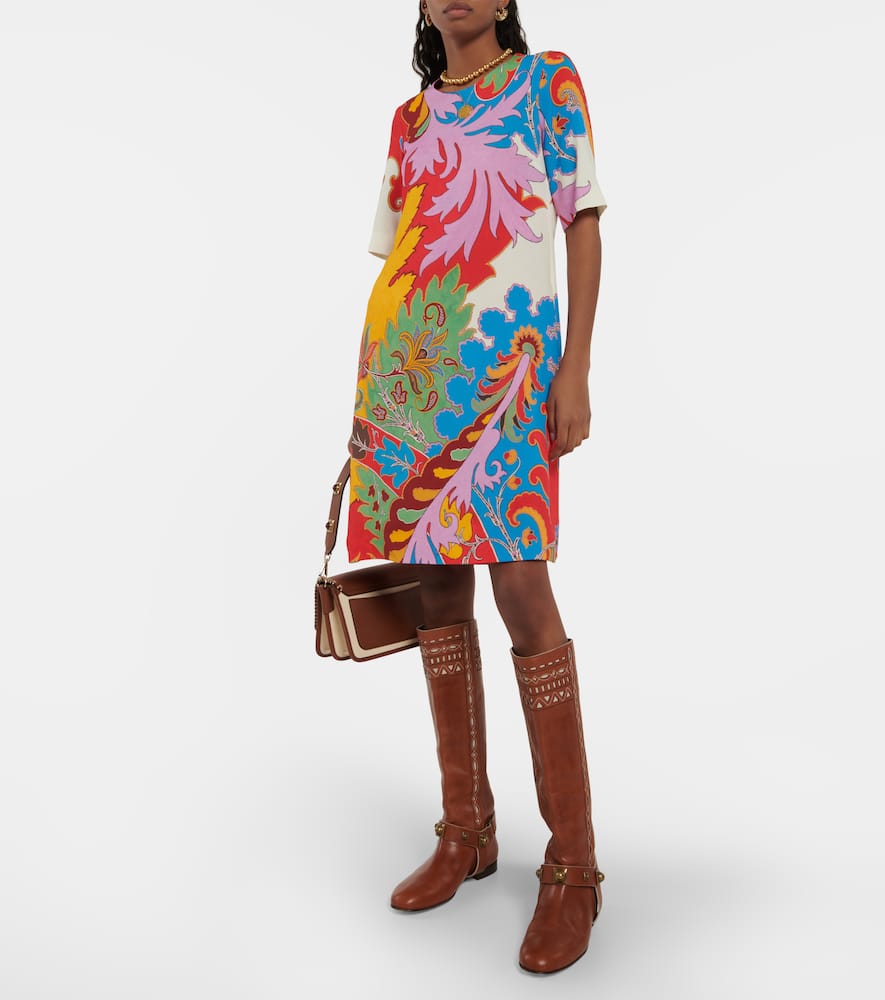 Etro Printed Jersey Minidress In 1