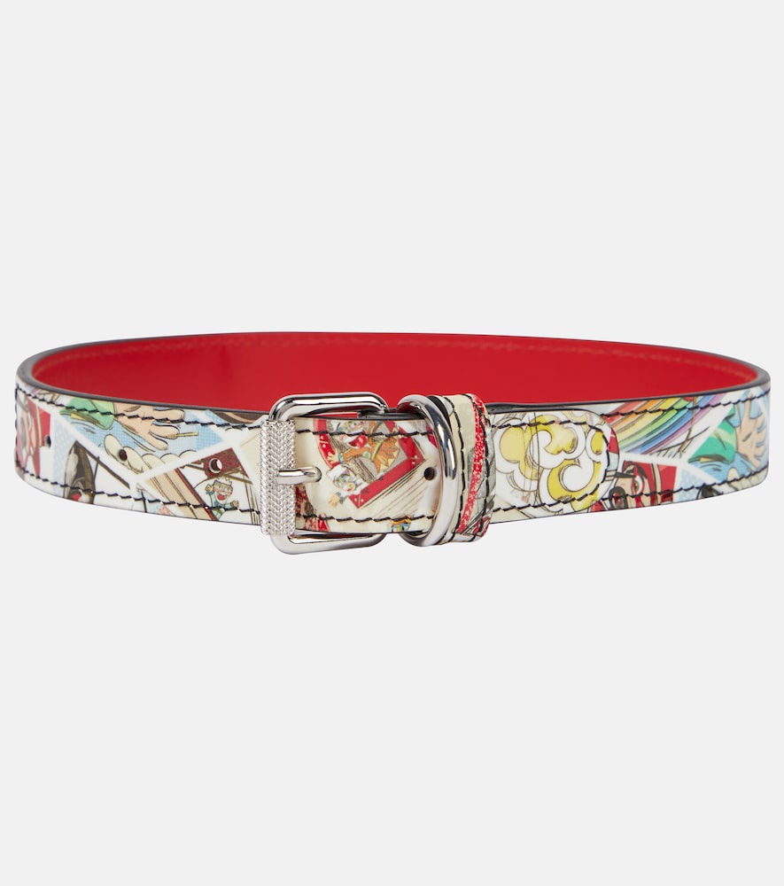 Christian Louboutin Loubicollar M printed leather dog collar