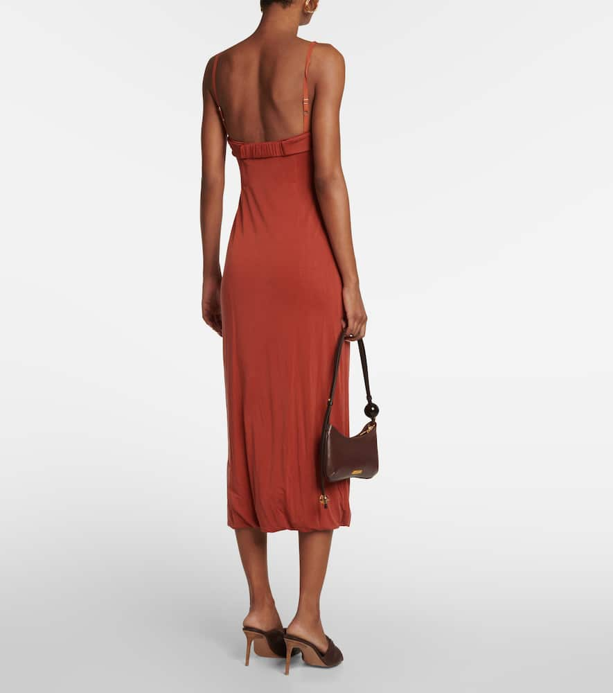 Shop Jacquemus La Robe Praia Jersey Maxi Dress In Terracotta