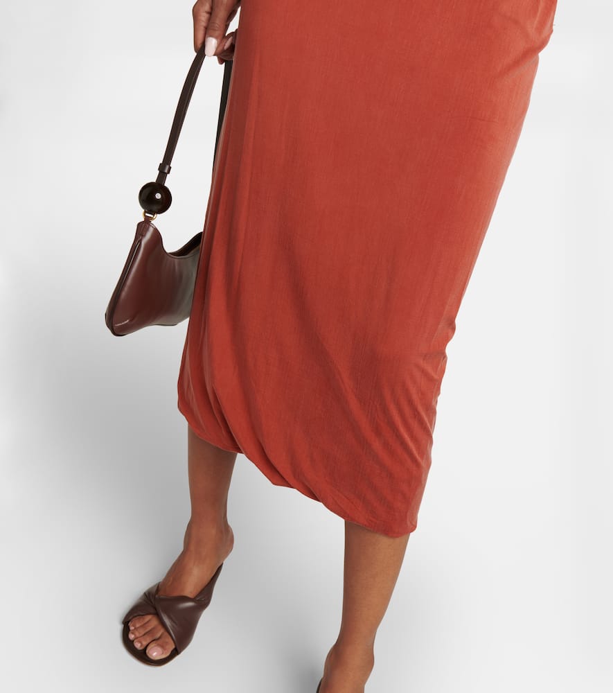 Shop Jacquemus La Robe Praia Jersey Maxi Dress In Terracotta