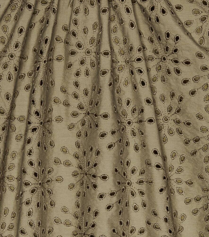 Brunello Cucinelli Broderie Anglaise Cotton-blend Top In Green