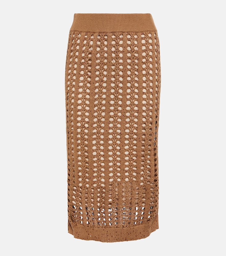 Brunello Cucinelli Cotton, linen, and silk midi skirt