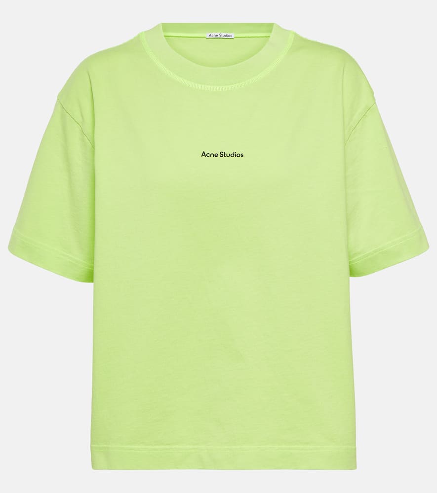 Acne Studios Logo Cotton T-shirt In Fluo Green