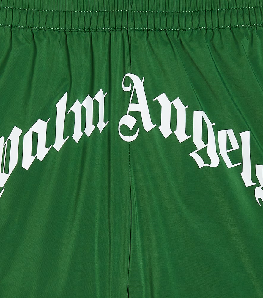 Palm Angels Logo Swim Trunks In Green