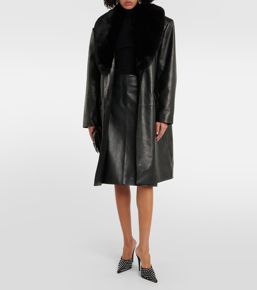  Magda Butrym Magda Butrym Mantel Aus Leder Mit Faux Fur 