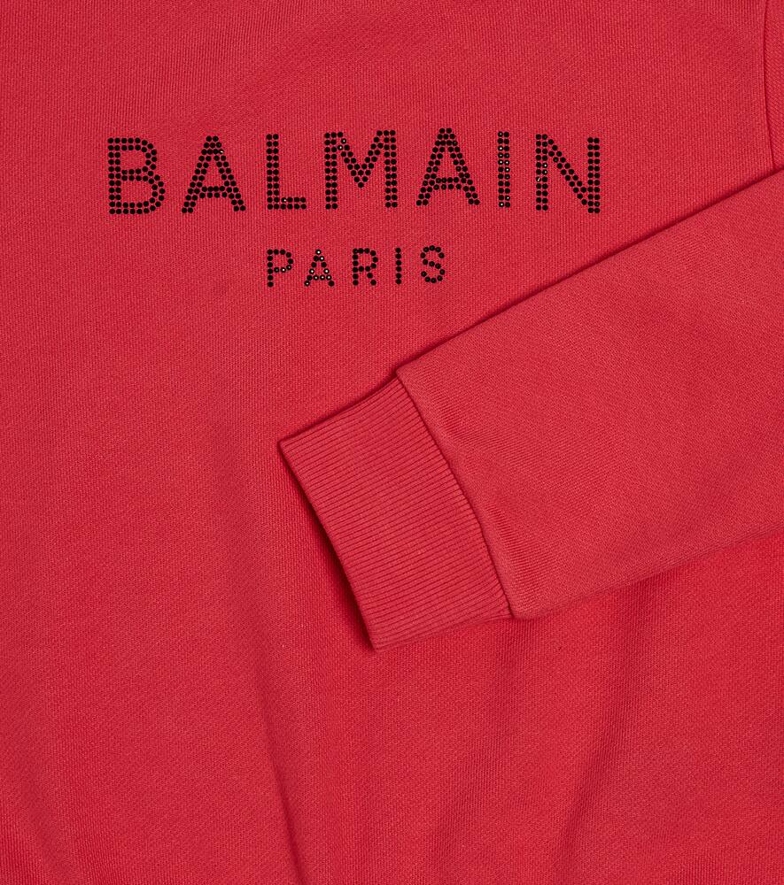 Shop Balmain Logo Cotton Jersey Sweatshirt In Pink