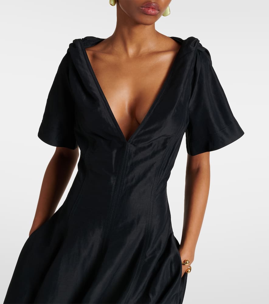 Shop Bottega Veneta Cutout Midi Dress In Black