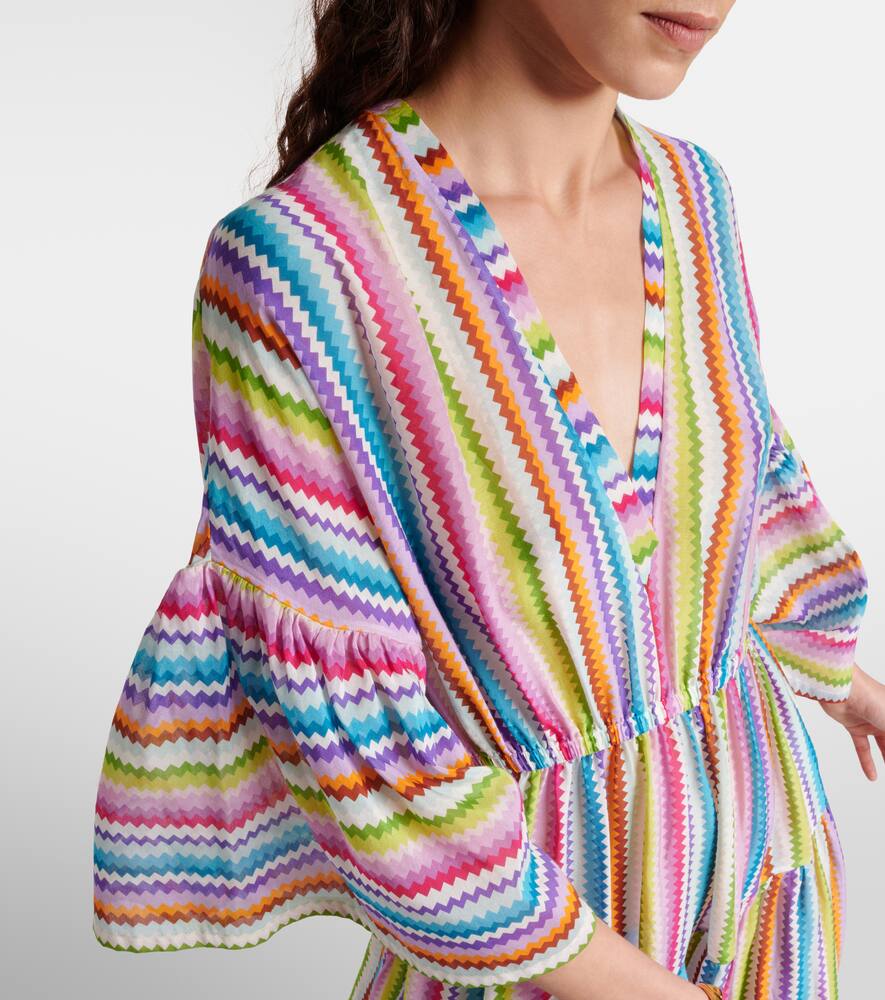 Shop Missoni Zig Zag Cotton And Silk Beach Dress In Multicoloured