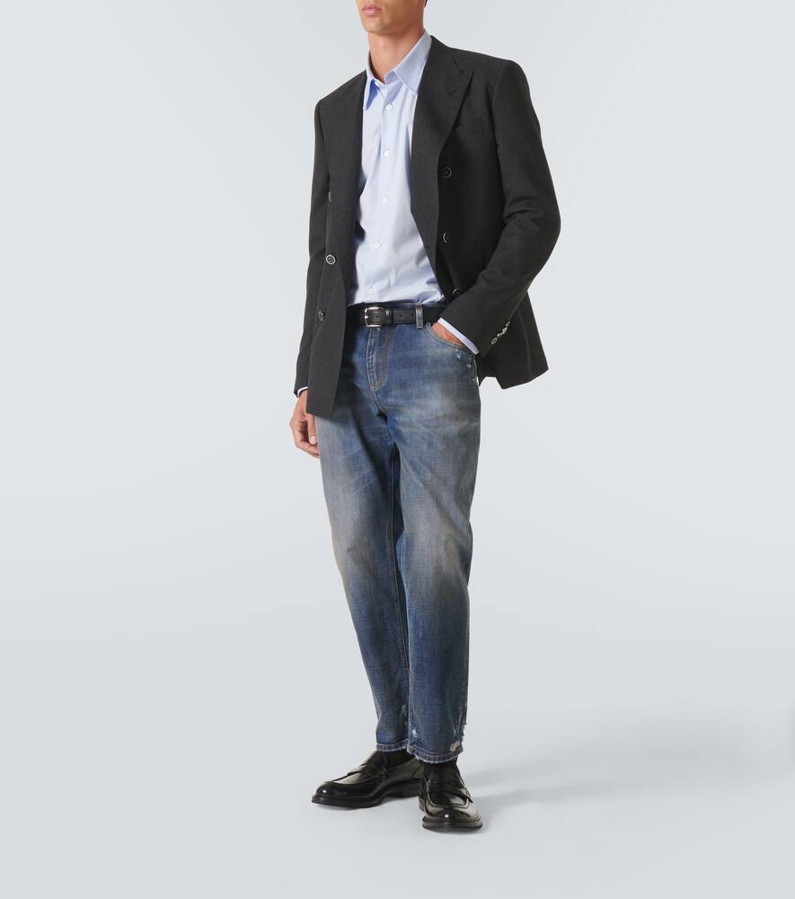 Dolce & Gabbana Distressed Slim Jeans In Blau