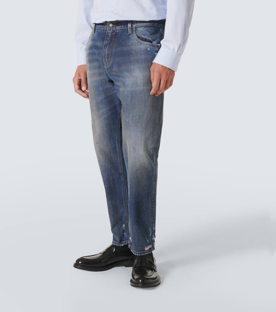 Dolce & Gabbana Distressed Slim Jeans In Blau