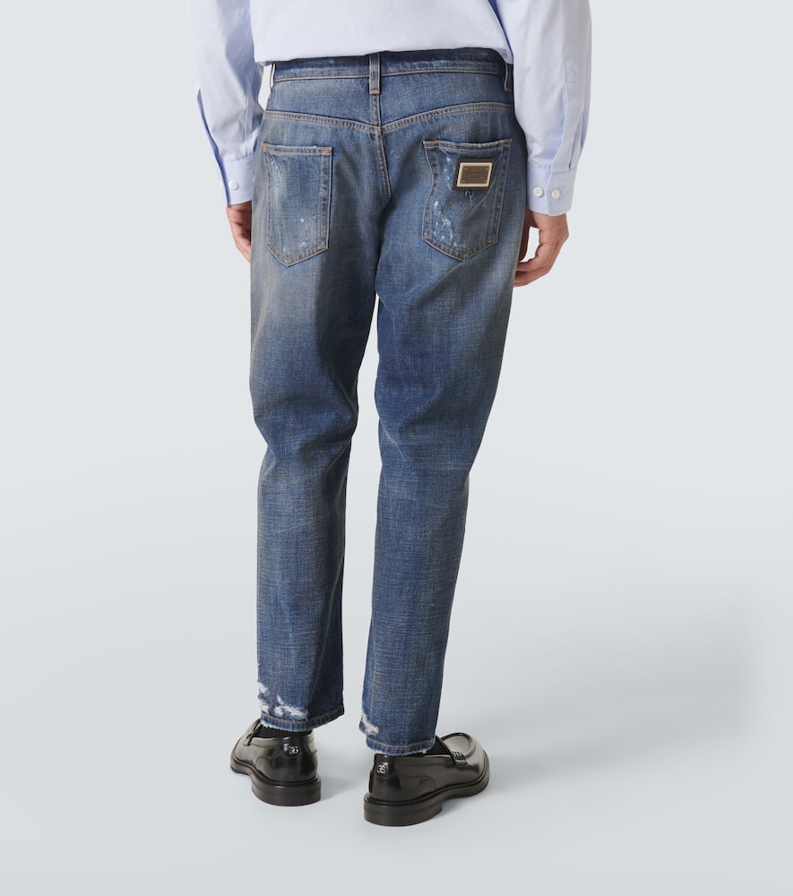 Dolce & Gabbana Distressed Slim Jeans In Blau