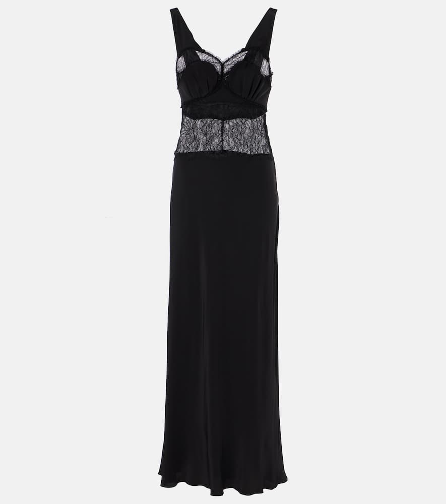 Victoria Beckham Lace-trimmed Silk Midi Dress In Black