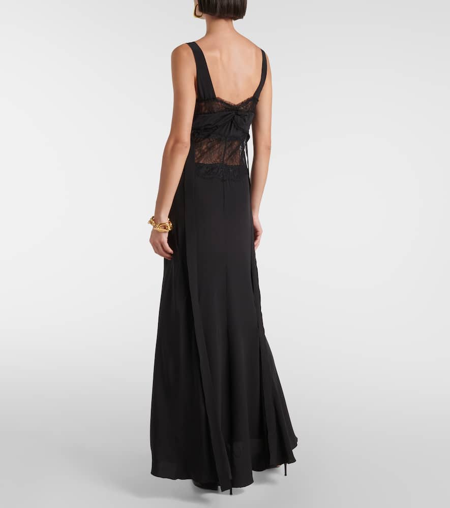 Victoria Beckham Lace-trimmed Silk Midi Dress In Black