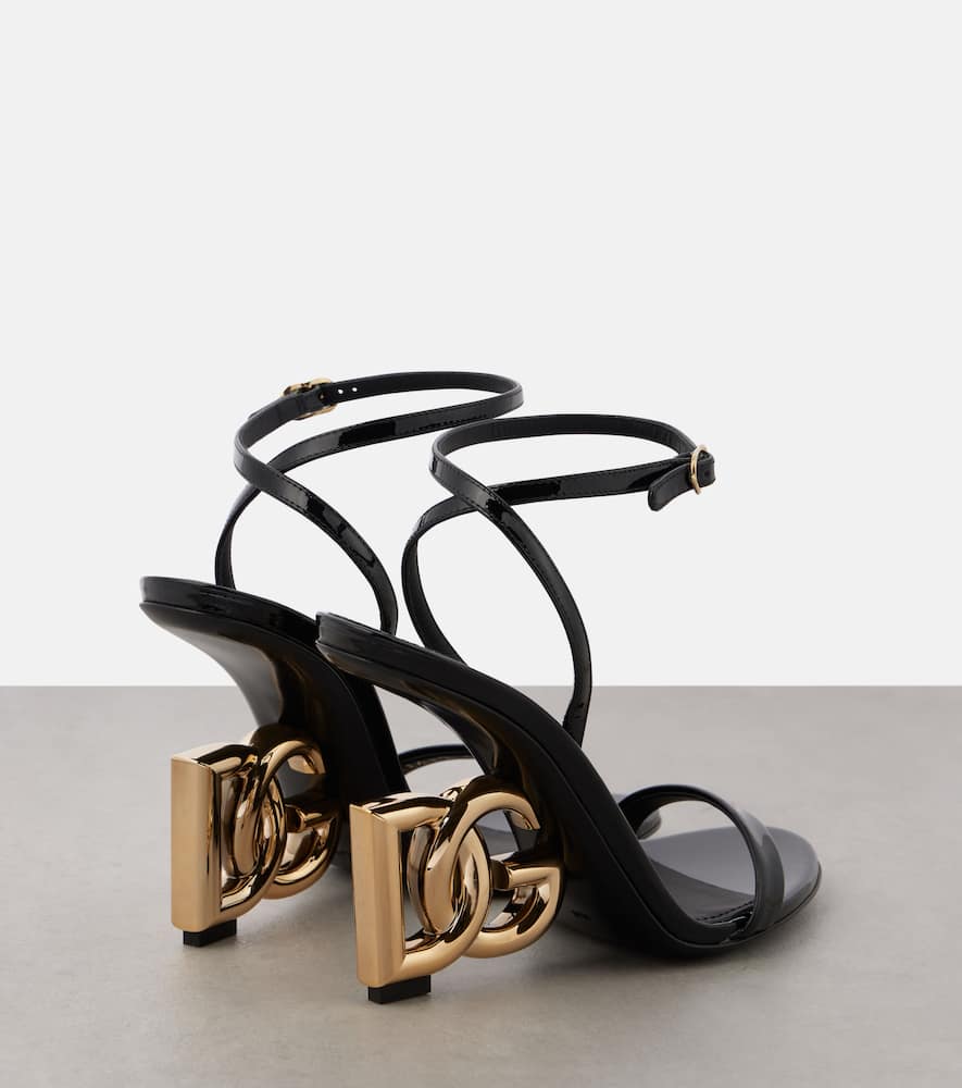 Dolce & Gabbana Keira Embellished Patent-leather Sandals In Black