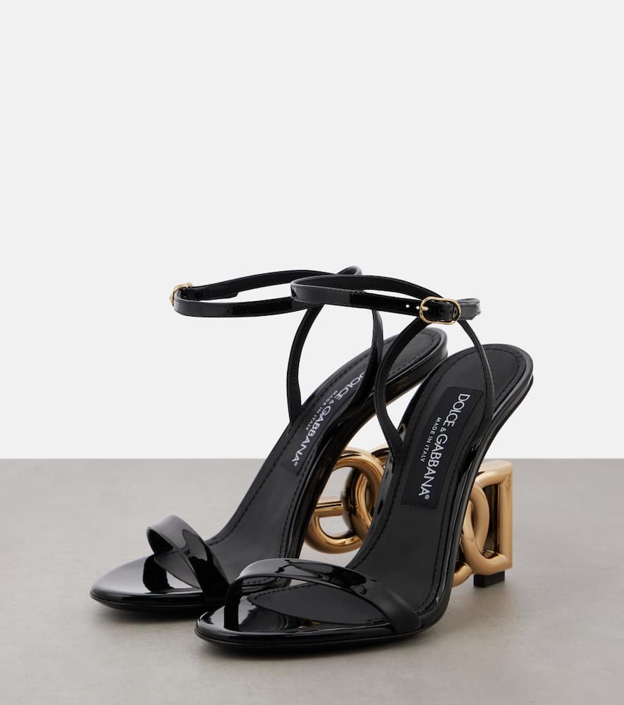 Dolce & Gabbana Keira Embellished Patent-leather Sandals In Black