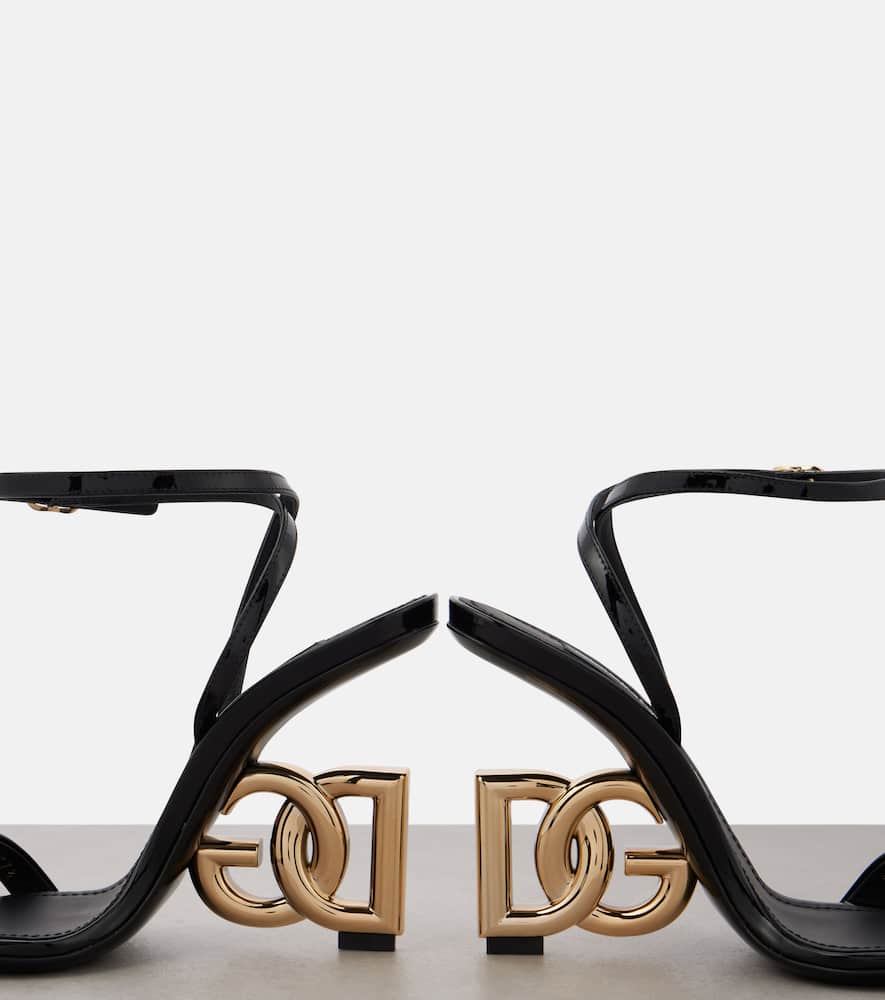 Dolce & Gabbana Keira Embellished Patent-leather Sandals In Black