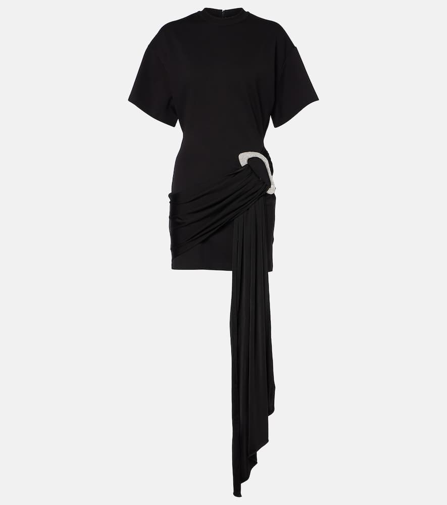 David Koma Embellished draped jersey minidress