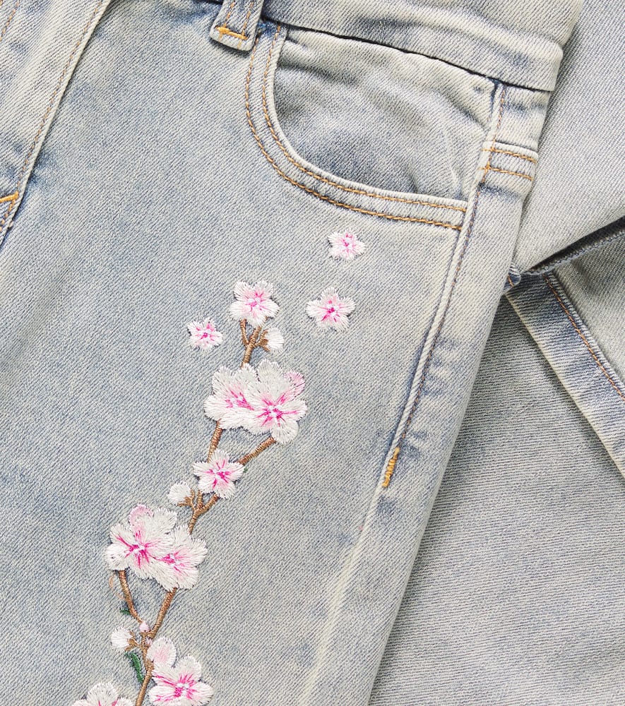 Monnalisa Embroidered Jeans In Grey