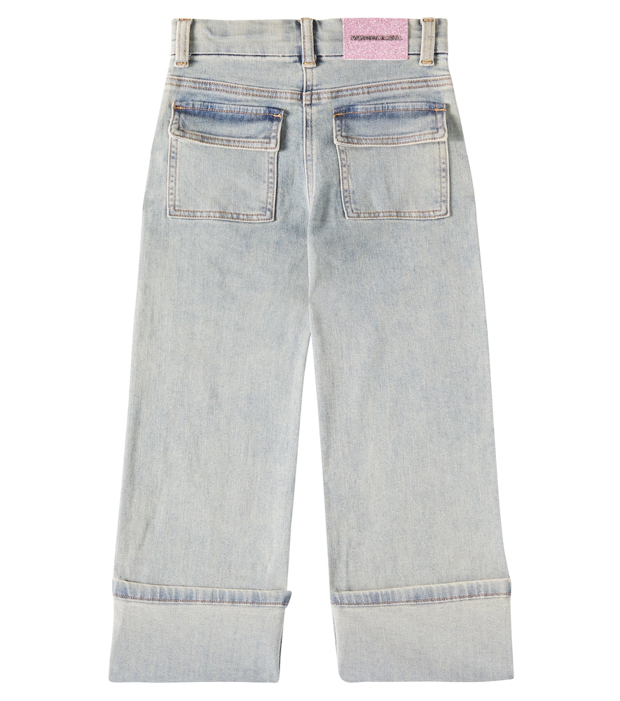 Monnalisa Embroidered Jeans In Grey