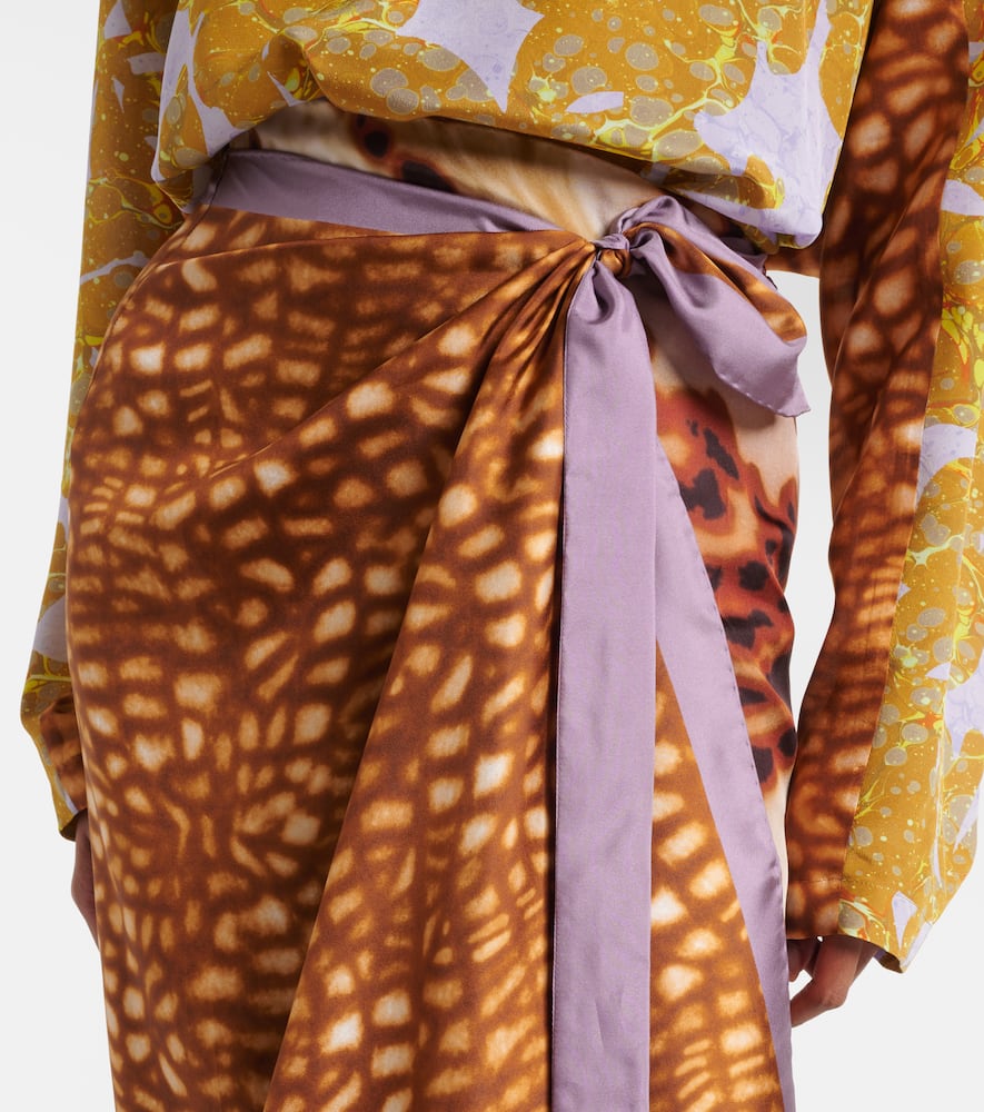 Dries Van Noten Silk Beach Cover-up In Brown