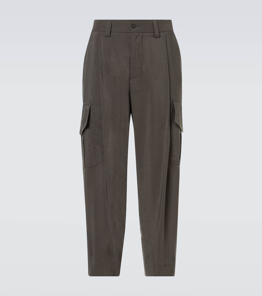 Giorgio Armani Silk-blend Cargo Pants In Brown