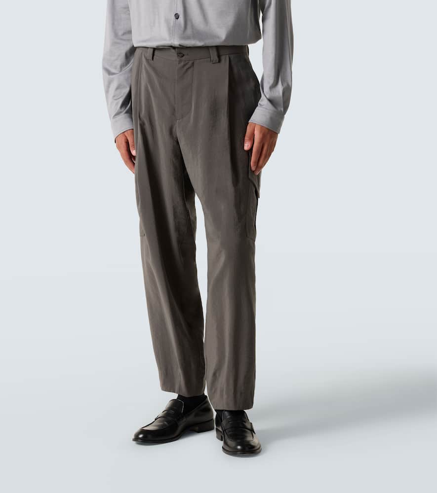 Giorgio Armani Silk-blend Cargo Pants In Brown