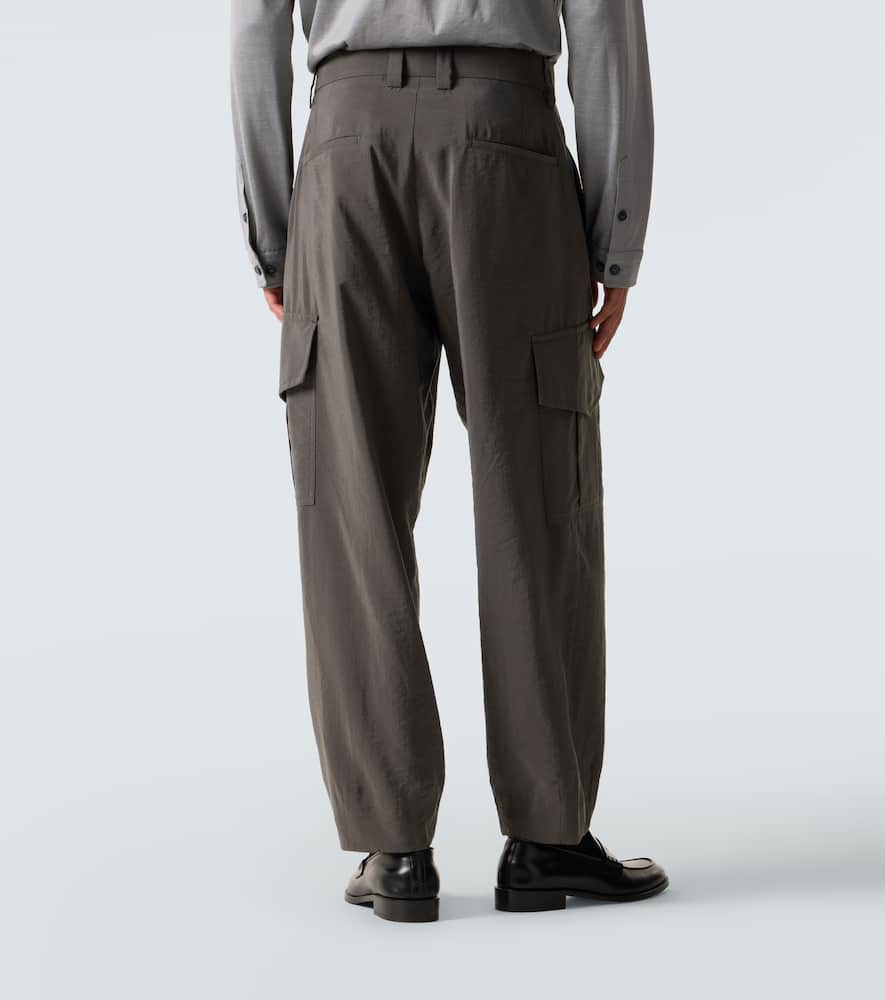 Giorgio Armani Silk-blend Cargo Pants In Brown
