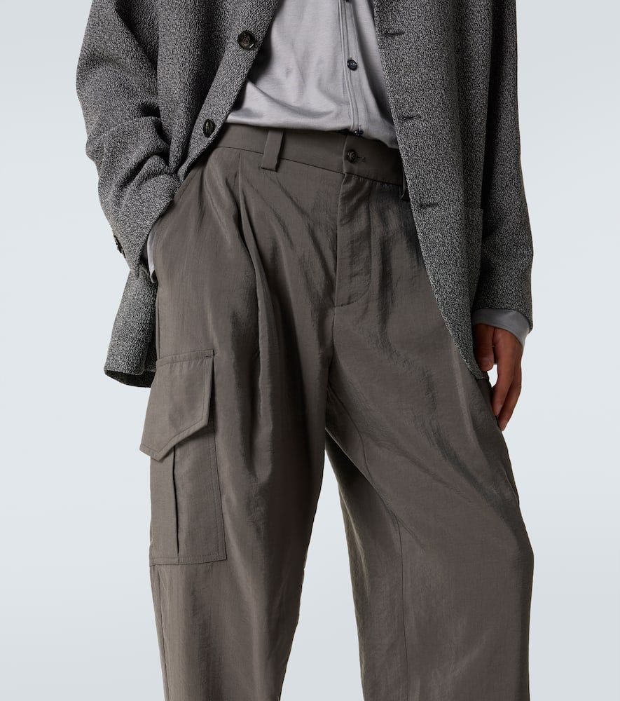 Giorgio Armani Silk-blend Cargo Pants In Brown
