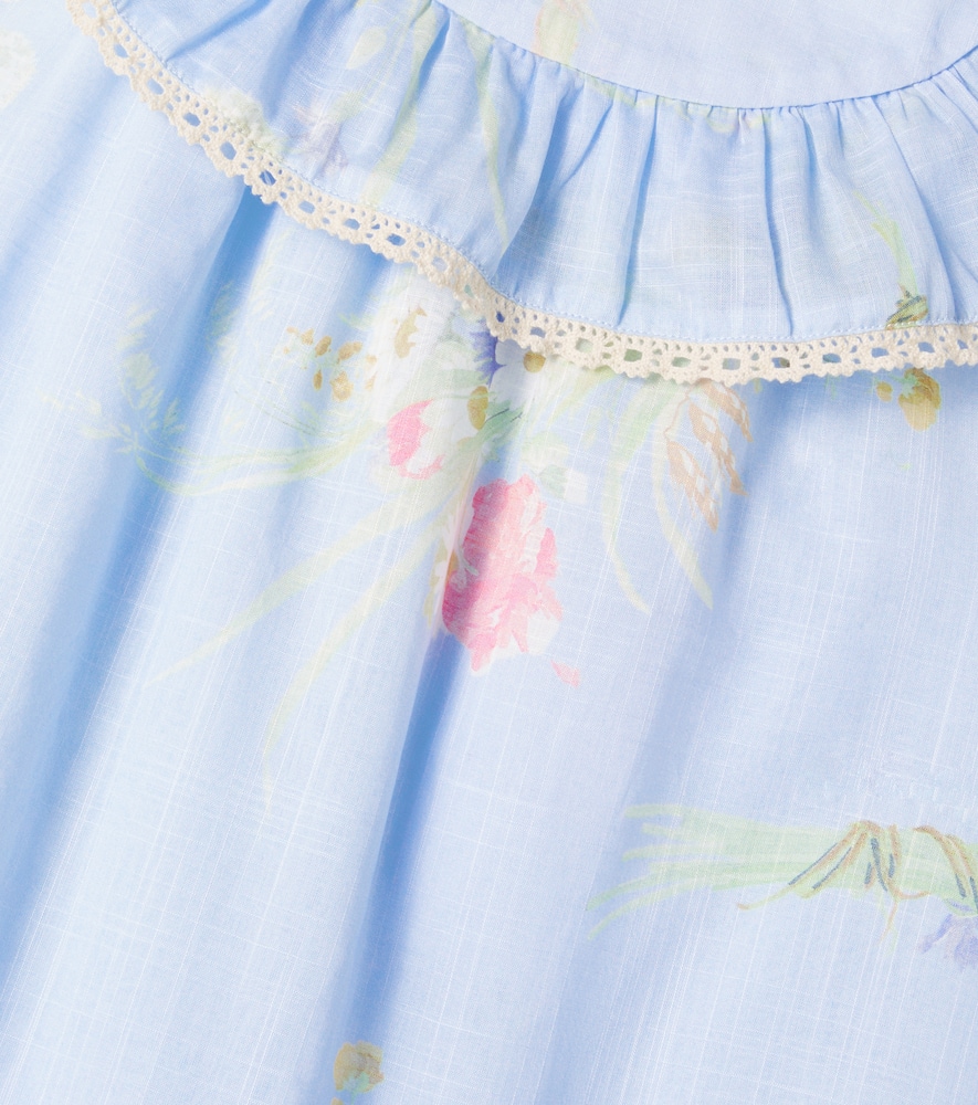Zimmermann Lucky Floral Cotton Dress In Blue