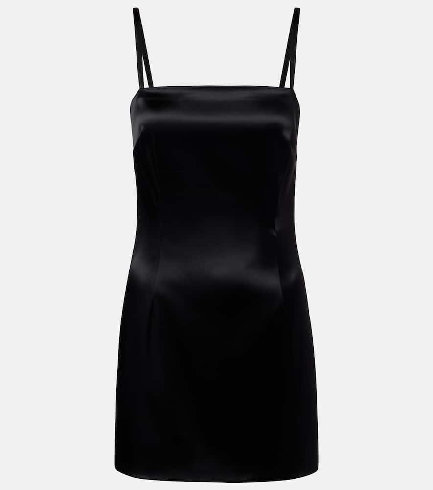 Dolce & Gabbana Stretch Satin Lace-up Mini Dress In Black