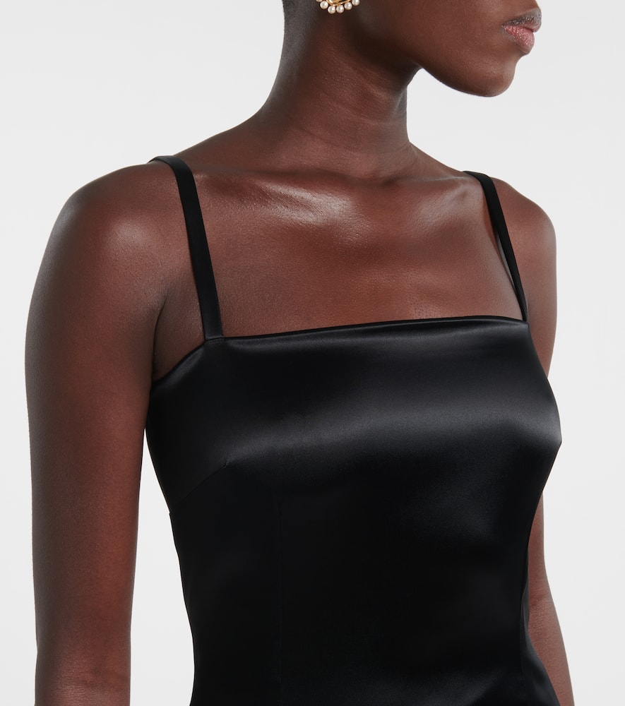 Dolce & Gabbana Stretch Satin Lace-up Mini Dress In Black