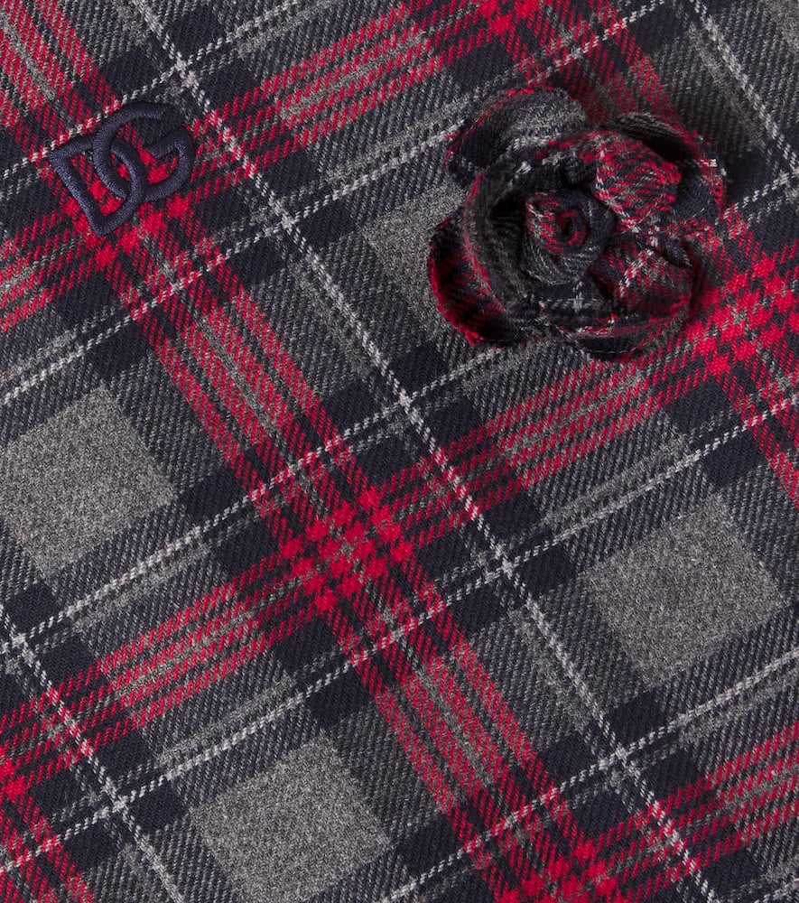 Dolce & Gabbana Dg Floral-appliqué Tartan Dress In Multi