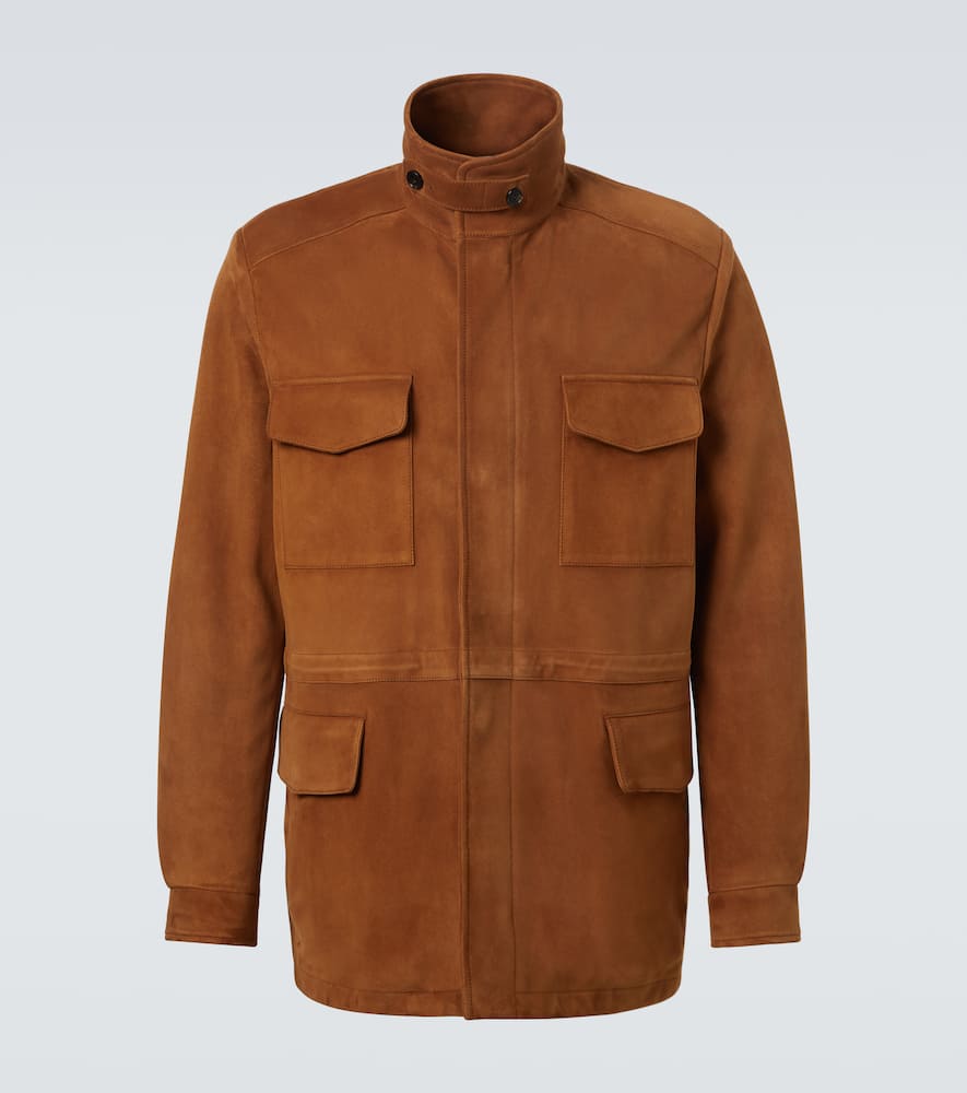 Loro Piana Traveller Suede Jacket In Brown