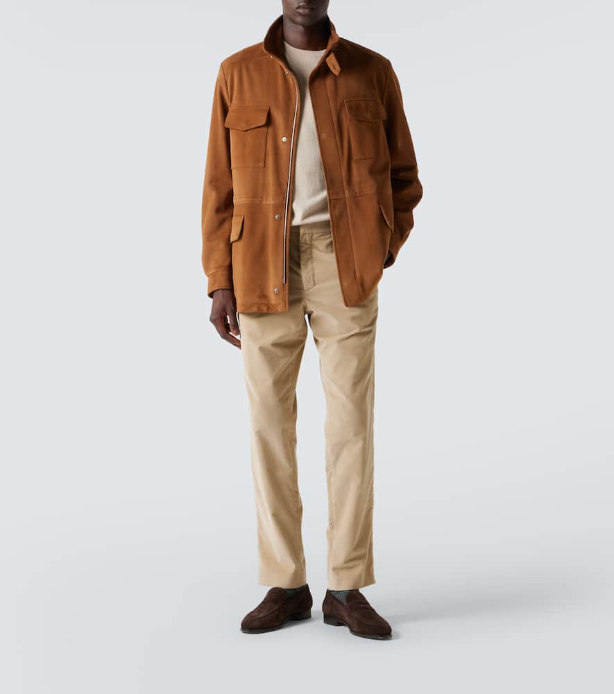 Loro Piana Traveller Suede Jacket In Brown