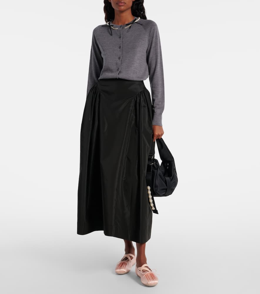 Simone Rocha Womens Charcoal Pearl Embellished Round-neck Wool And Silk Cardigan In Gray