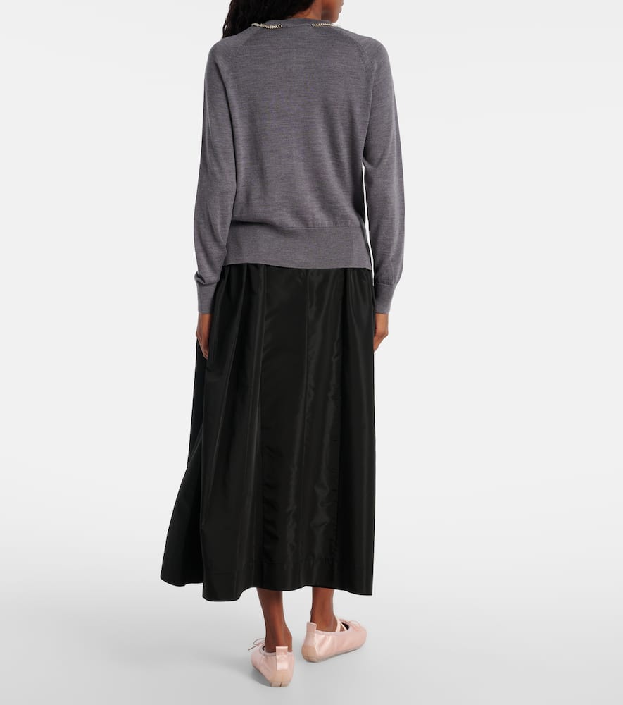 Simone Rocha Womens Charcoal Pearl Embellished Round-neck Wool And Silk Cardigan In Gray