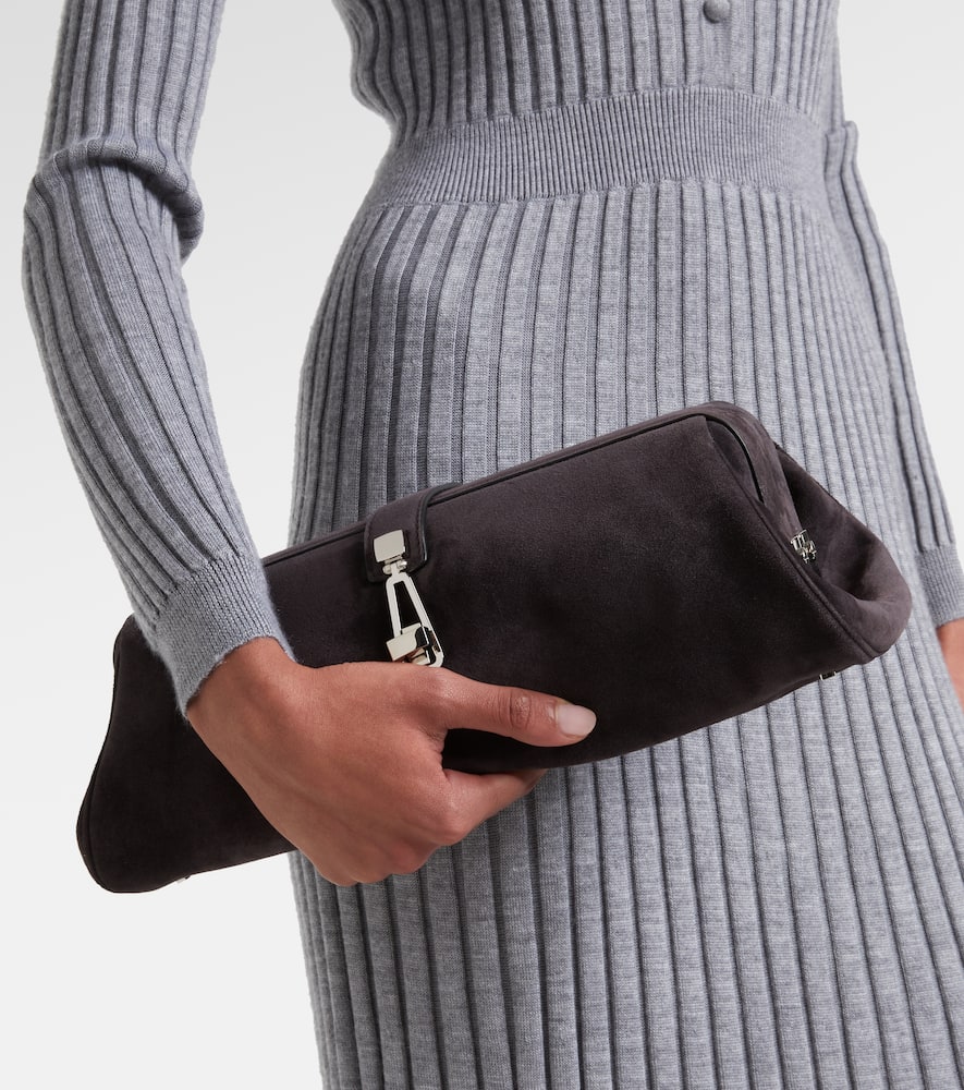 Gabriela Hearst Small Suede Shoulder Bag In Gray
