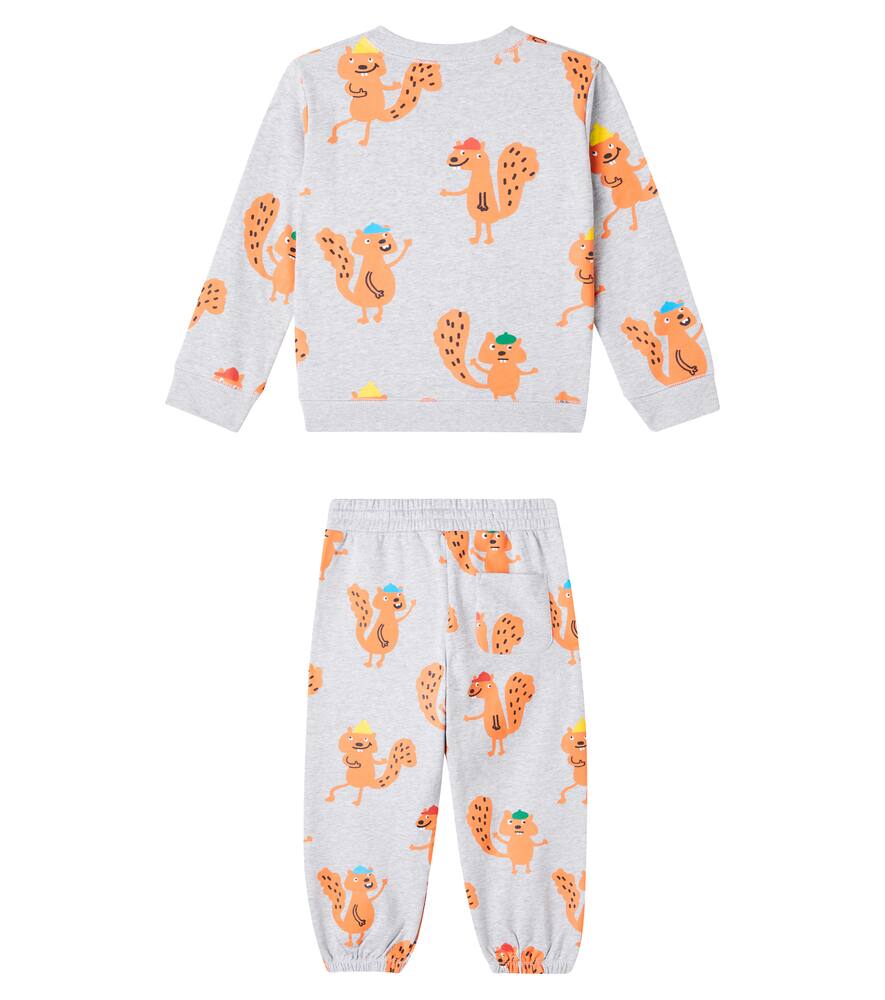 Stella Mccartney Printed Cotton Sweatshirt And Sweatpants Set In Gray