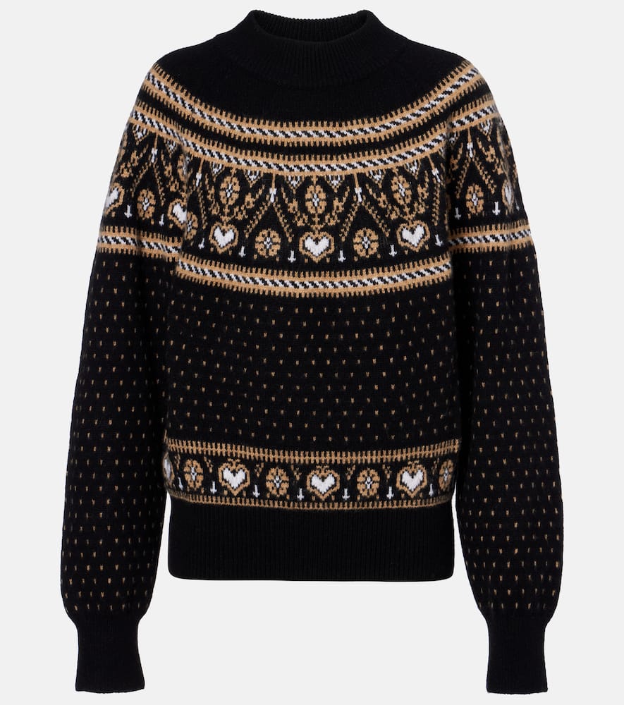 Khaite Guy Fair Isle Cashmere Sweater In Black