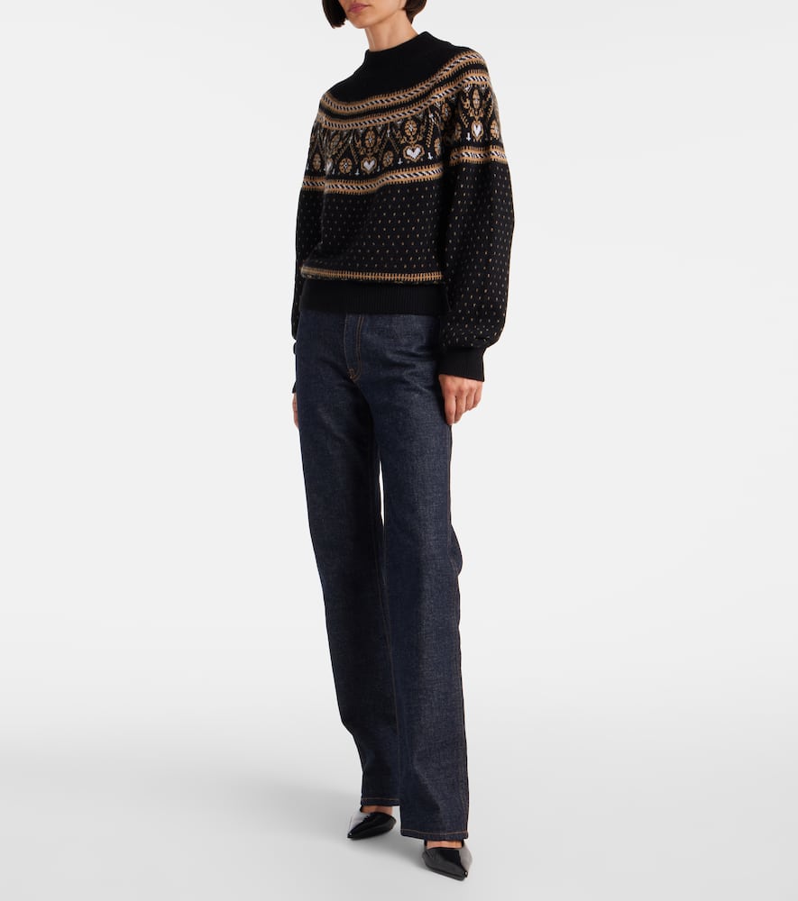 Khaite Guy Fair Isle Cashmere Sweater In Black