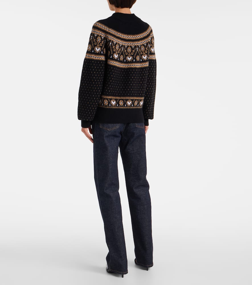 Khaite Guy Fair Isle Cashmere Sweater In Black