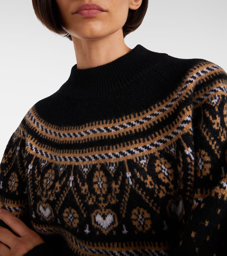Khaite Guy Fair Isle Cashmere Sweater In Black