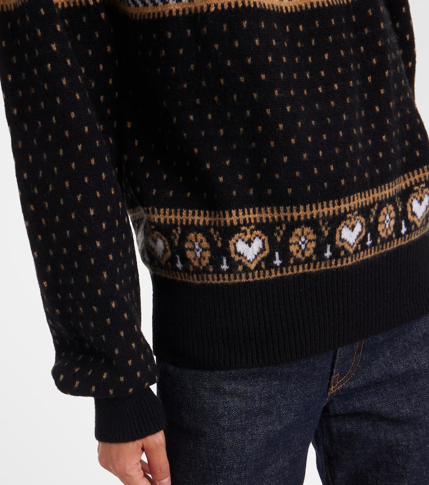 Khaite Guy Fair Isle Cashmere Sweater In Black