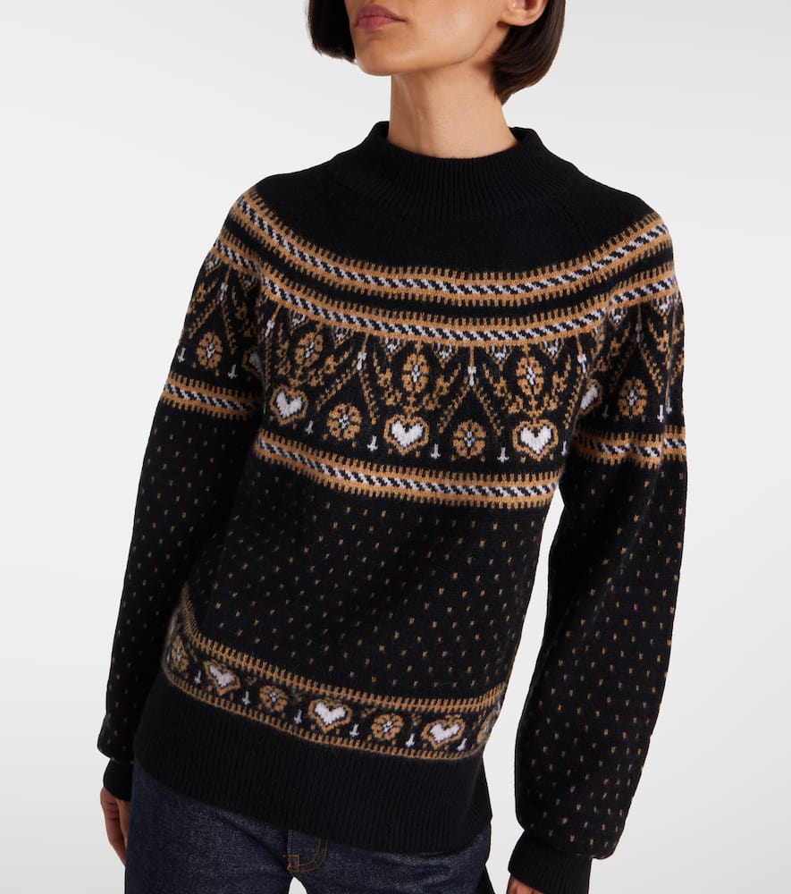Khaite Guy Fair Isle Cashmere Sweater In Black