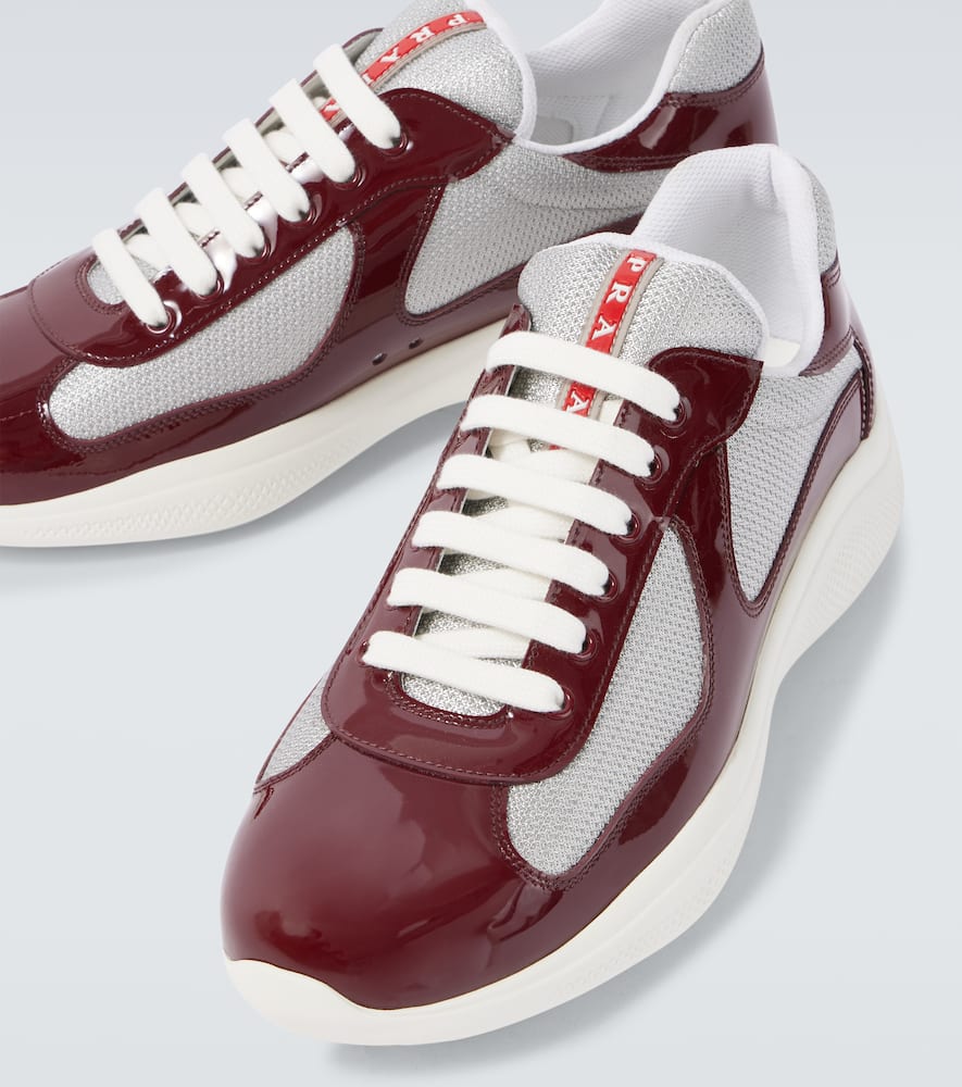 Prada Technical Fabric Sneakers In Burgundy