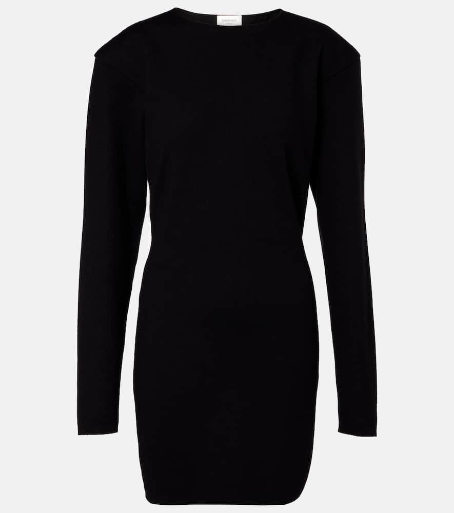 Saint Laurent Wool-blend Minidress In Black