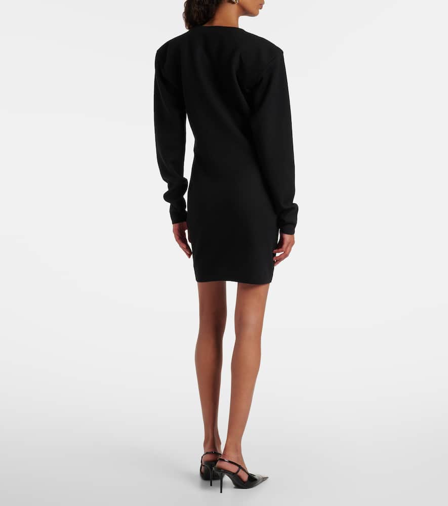 Saint Laurent Wool-blend Minidress In Black